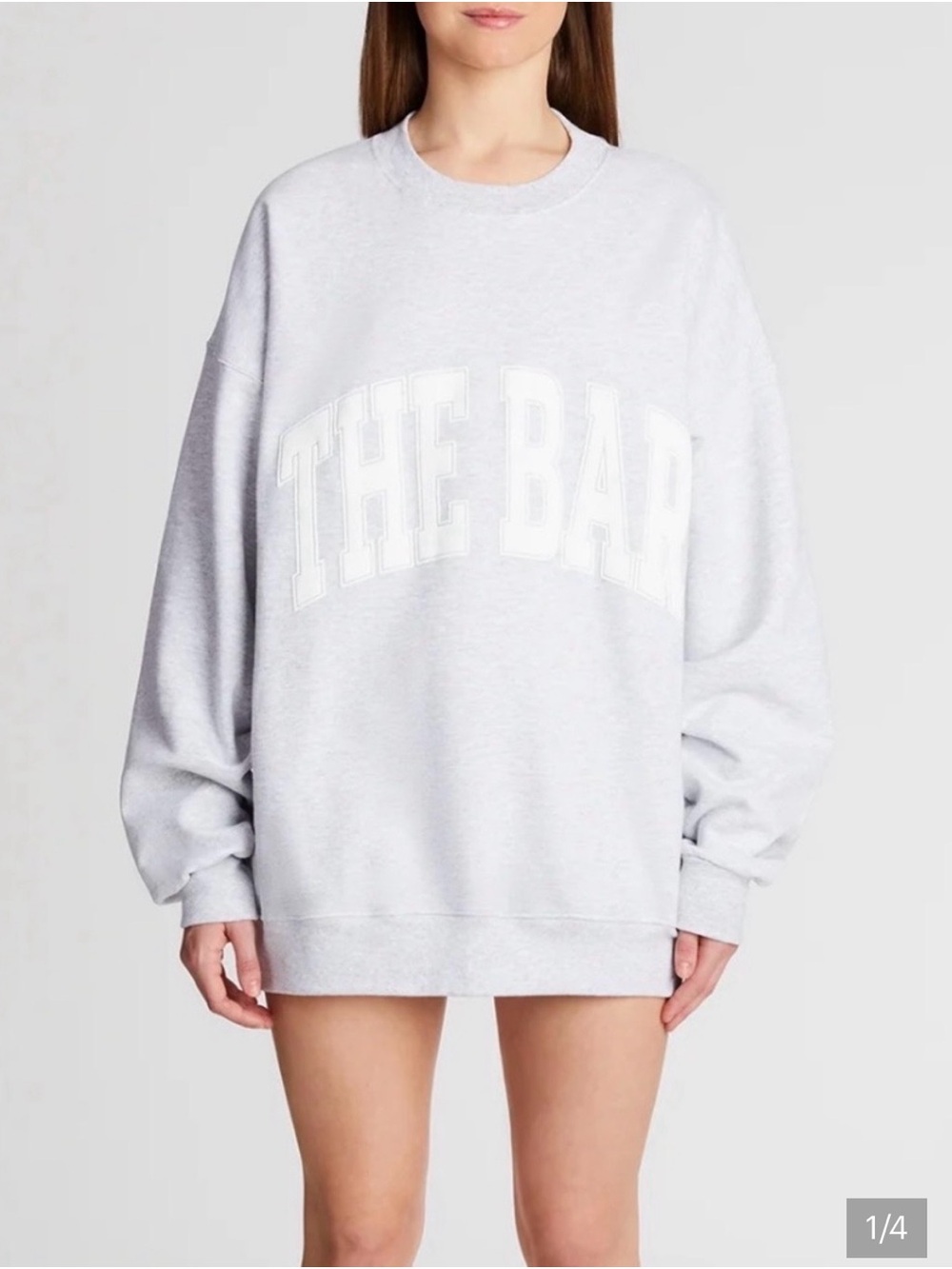 NWOT- The Bar Light Gray Varsity Crewneck Sweatshirt medium